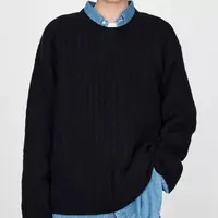 绒柔感荃羊毛艺术风绞花毛衣