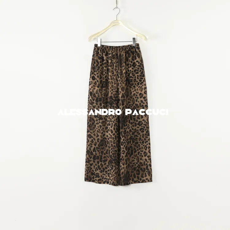 AP洛哥52163KC【野性呼唤/黑标】桑蚕丝豹纹印花松紧系带腰时尚长裤