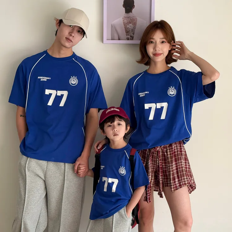 运动服亲子装一家三口特别的母女装2025新款高端母子夏装短袖T恤