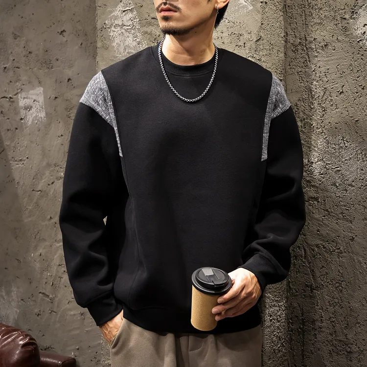 MR.MUDI/穆迪先生美式复古圆领卫衣男士春秋款宽松设计感套头上衣