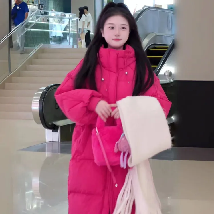 2025新款棉衣女中长款连帽加厚冬季新款韩版棉袄宽松棉服外套