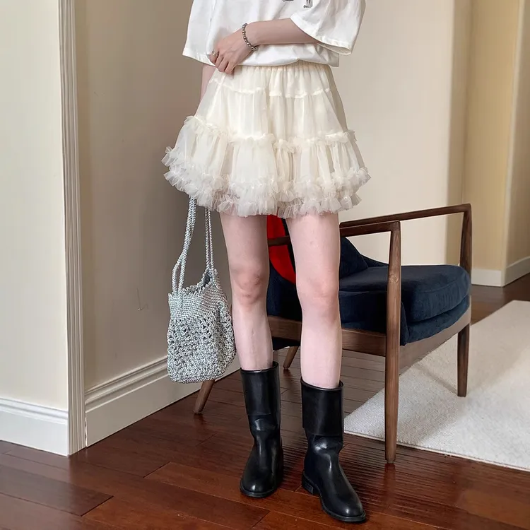 蓬蓬公主网纱短裙夏季芭蕾风蛋糕裙女高腰百搭a字防走光内衬裙子