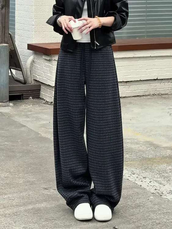 DaMaI“发财格”《加厚绒》显瘦大玛休闲直筒休闲裤