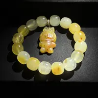 岫玉花玉玉石王14mm天然时尚俏色花斑男女通用手串老型拉布布配饰