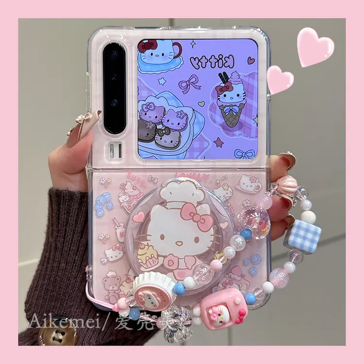 适用华为purax折叠屏手机壳粉色可爱purax典藏版格纹厨师Kitty猫