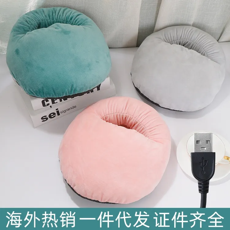 （供）可插充电宝发热的简约毛绒电热暖脚宝冬季足底加热保暖可充电