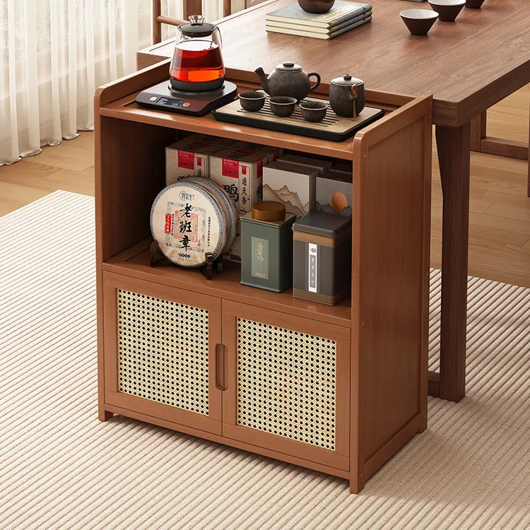 茶室新中式博古架茶桌旁茶叶柜多层收纳展示架非实木摆放置物架子