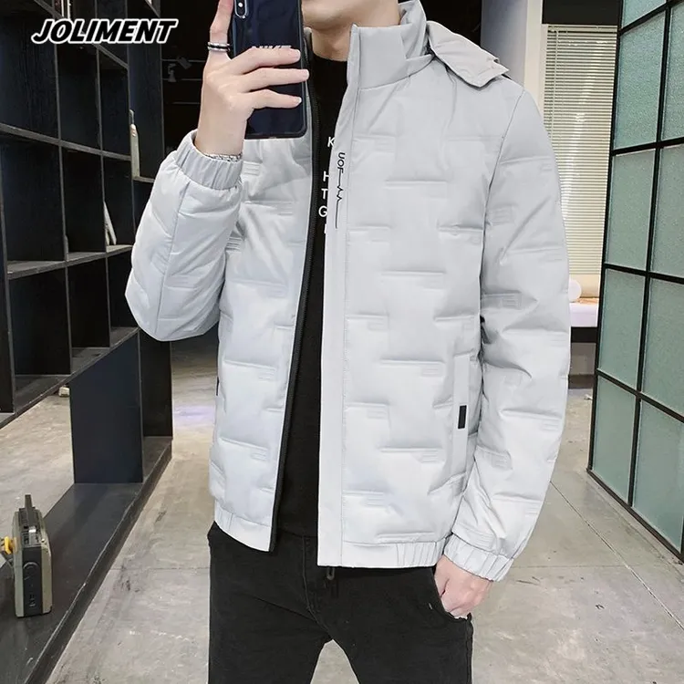 JOLIMENT反季羽绒服潮牌短款2025冬季男士轻薄保暖白鸭绒连帽外套