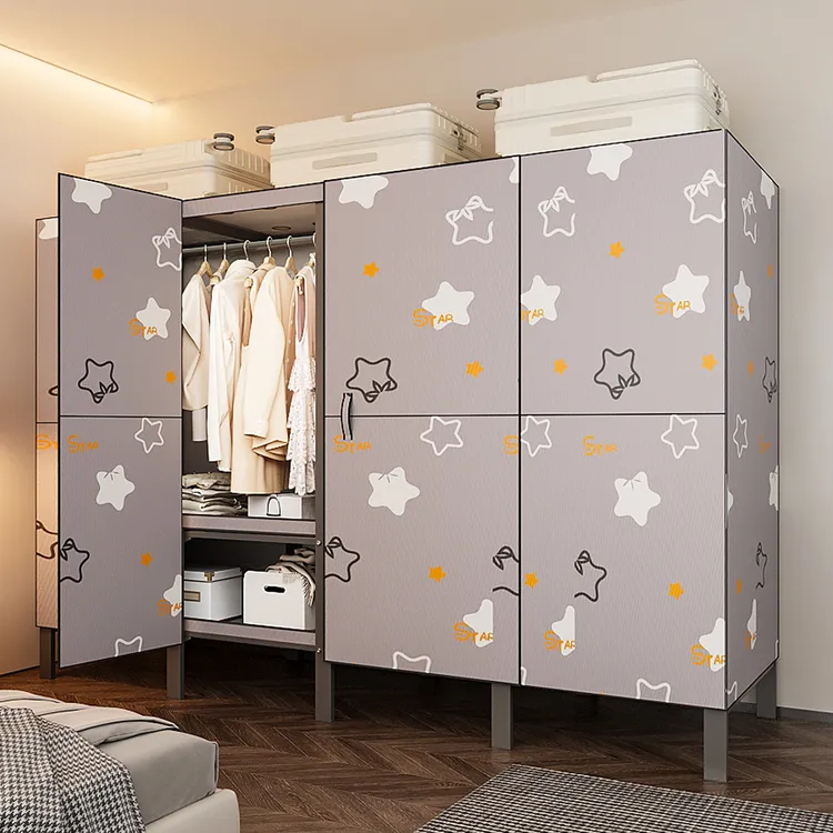衣柜家用卧室免安装折叠2025新款简易防尘布衣柜出租房用钢制衣橱