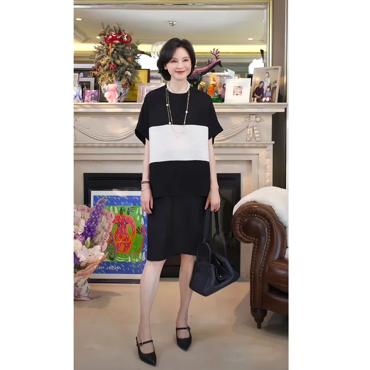 我是摩羯 钢的琴 20MM6A级桑蚕丝时尚休闲舒适夏黑白拼接小衫