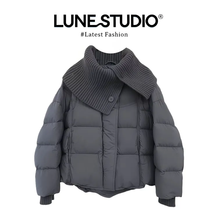 韩系巨好看翻领假两件拼接棉服冬季新款百搭宽松显瘦棉衣外套