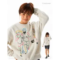 Crying center/哭喊中心彩色线三人跑步圆领卫衣 情侣宽松休闲