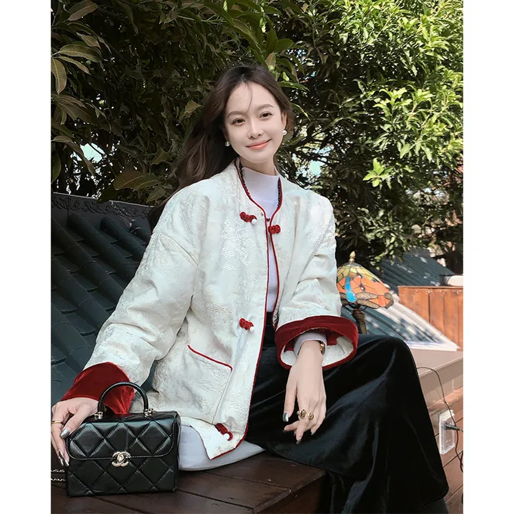 A美洋MEIYANG 拜年棉服 东方雅韵新中式重工刺绣圆领盘扣棉衣外套