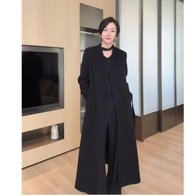 秋冬羊绒正肩气质通勤百搭长款大衣外套X325