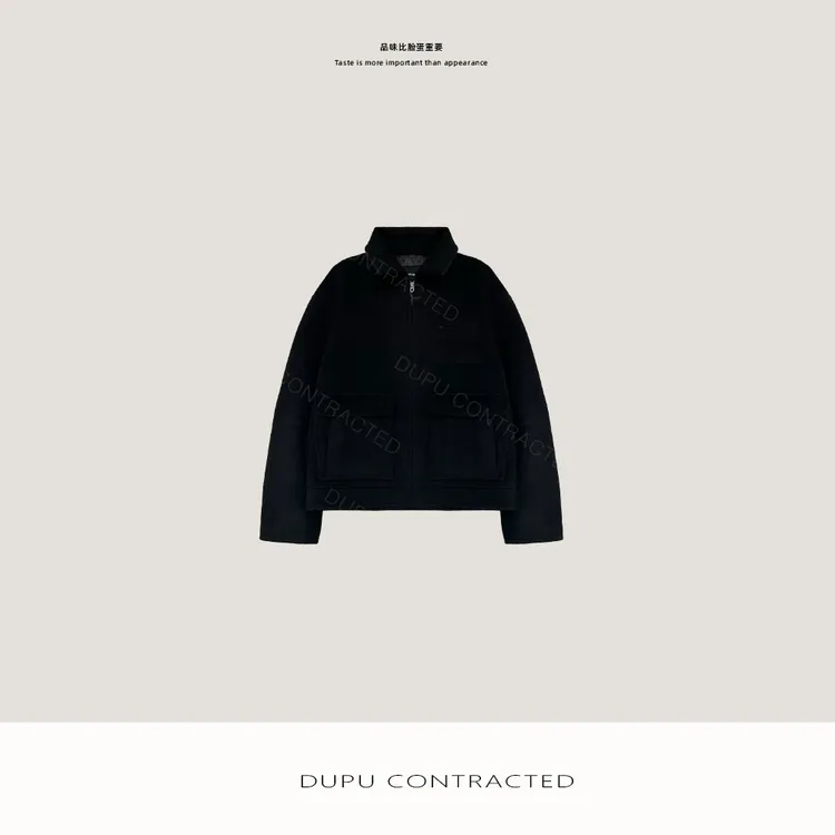 DUPU CONTRACTED 时髦精必入/羊绒羊毛混纺重工结构毛呢夹克
