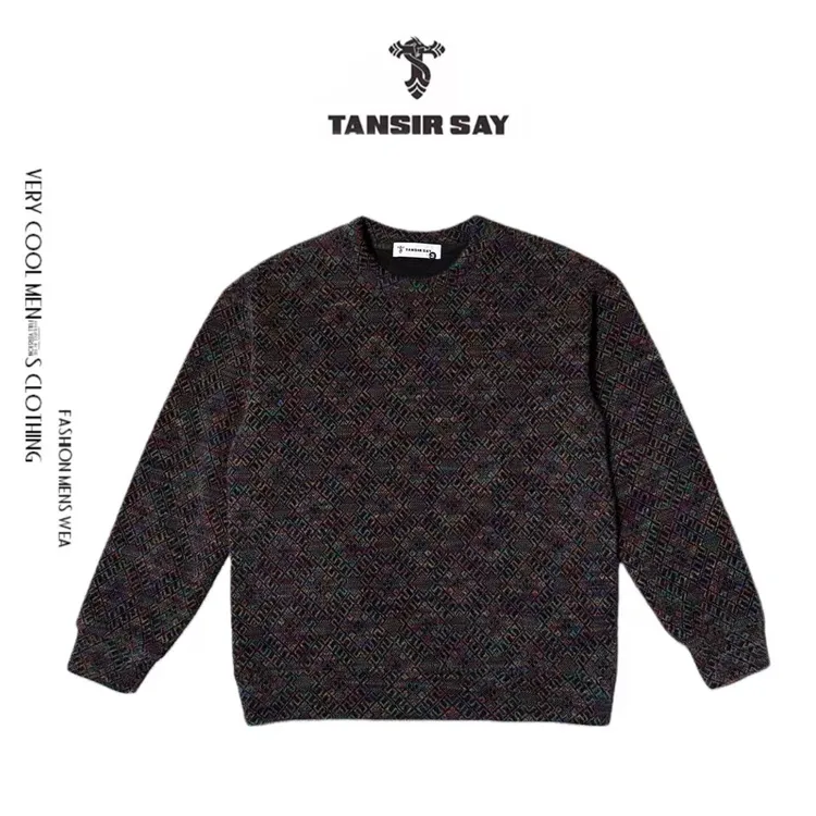 男装色织提花卫衣男士长袖长袖时尚休闲百搭圆领百搭