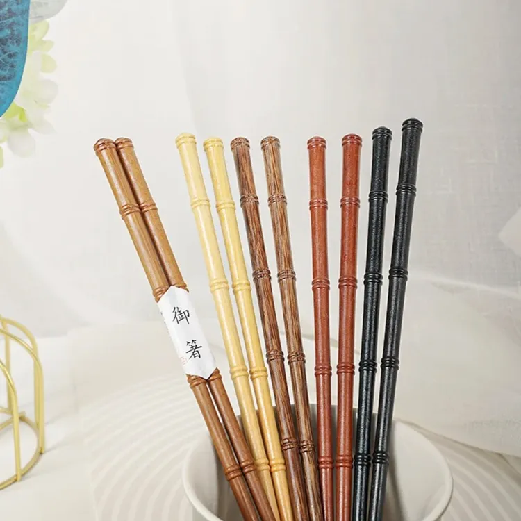 创意中古风竹节木筷子实木筷个性日式高档尖头筷子礼品筷餐具