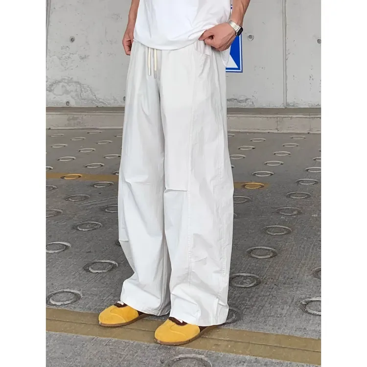 夏季纯色户外潮流工装休闲裤舒适设计感直筒百搭速干伞兵休闲裤子