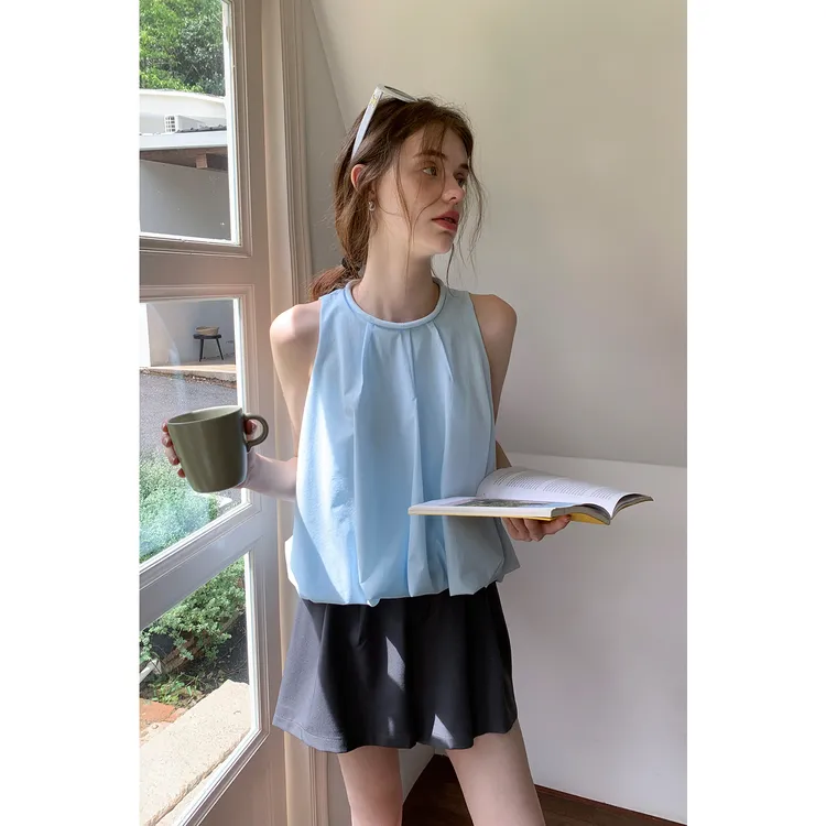 EGGKA 挂脖圆领花苞无袖背心 E25A5521AF