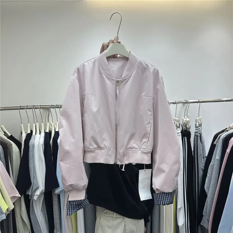 01棒球服外套女2025秋新款洋气时尚百搭拼接设计短外套女夹克上衣