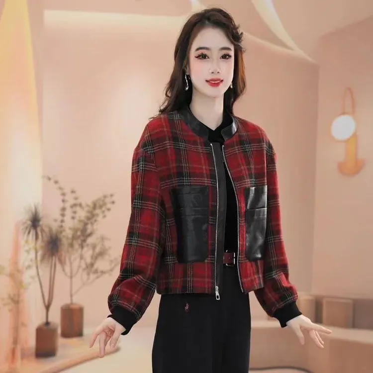 2025年早秋新款气质时尚优雅百搭高级减龄格子休闲外套