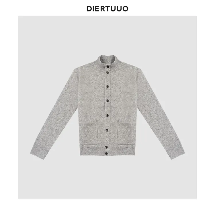 DIERTUUO迪途-82009秋上新系列经典休闲羊毛驼绒立领双色针织衫