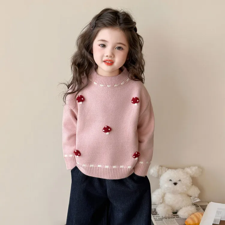 女童毛衣2025新款针织打底秋冬儿童上衣针织衫洋气宝宝冬季百搭款