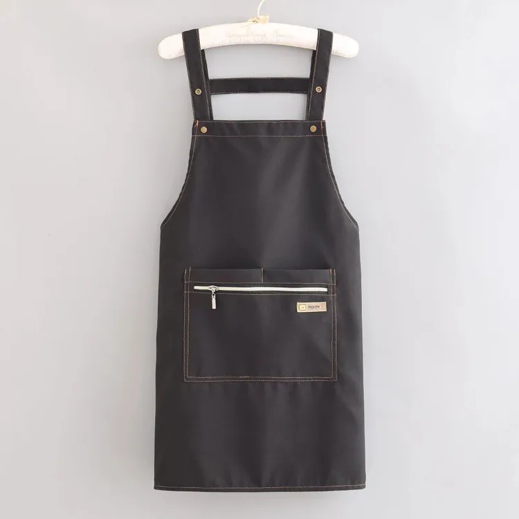 帆布围裙厨房美甲做饭餐饮奶茶家用透气工作服定制印字logo多口袋