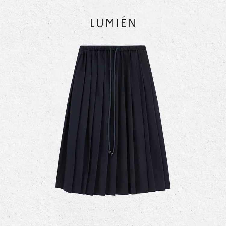 现货【LUMIEN 新品】“雾光褶迹”精纺羊毛立体A摆百褶裙LX5FQQ149