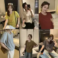 大婉酱微胖定制【磨毛T】正肩显瘦圆领T恤女百搭外穿修身上衣5384D