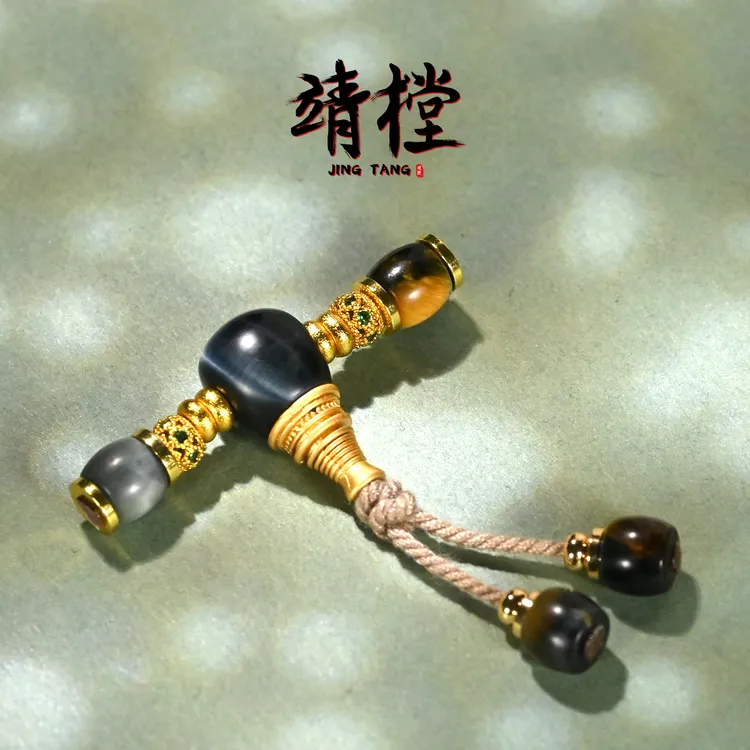 9MM梦幻虎眼三通万向轴弟子珠套装文玩手串手链全套配饰配珠配件