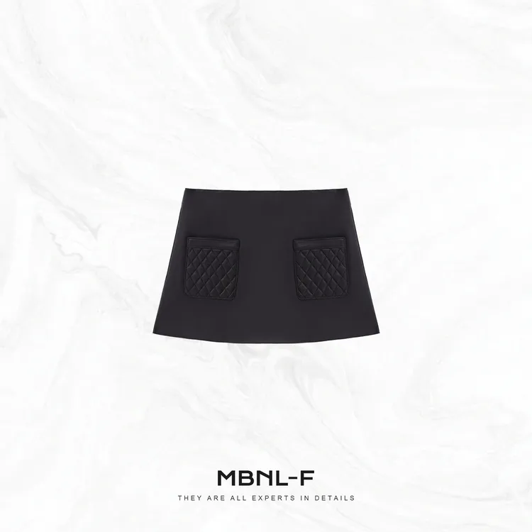 MBNL-F“小香棱纹裤裙” 时尚极简小A字型皮短裤 秦磊XM-XKZ3660