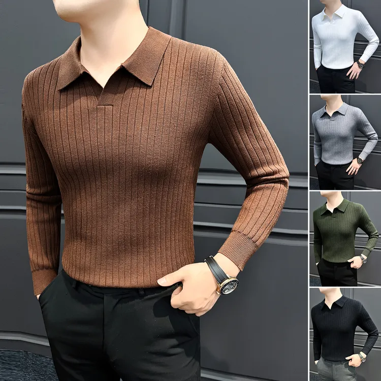 纯色毛衣男款爆款2025新款痞帅高级感男装条纹针织内搭男士打底衫