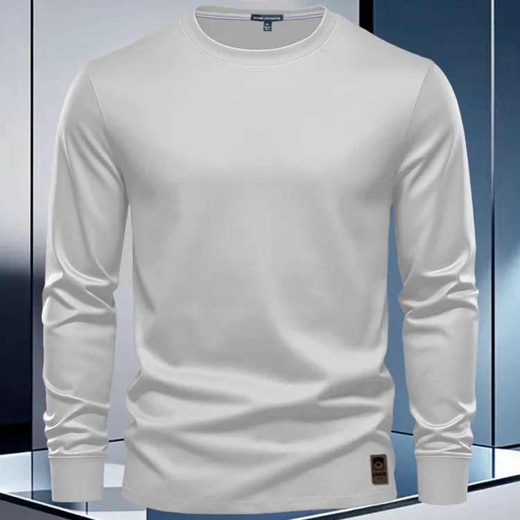 纯棉长袖秋冬款百搭男士秋冬内搭春秋季纯色圆领卫衣男士秋季打底