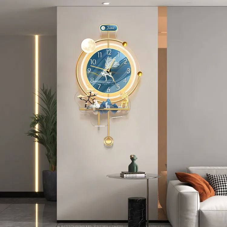 德国品质客厅钟表挂钟新款家用格栅装饰创意时钟简约现代大气餐厅