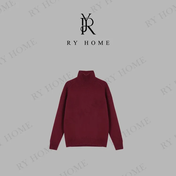 【容雨RYHOME】100绵羊毛立领螺纹宽松毛织衫253M3030