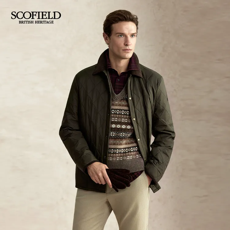 【老钱风】SCOFIELD男装25年灯芯绒领绗线复古棉服外套SMJPF4TM02