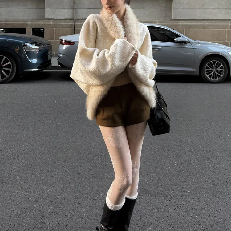 法式毛领开衫毛衣外套女秋冬加厚休闲慵懒长袖针织衫显瘦宽松上衣