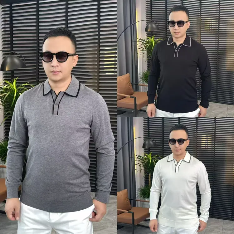 张先生欧货•7963秋冬男士时尚休闲弹力绵羊毛混纺翻领针织衫