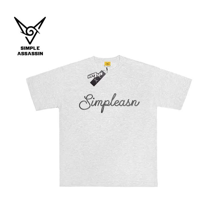 SIMPLE ASSASSIN—立体刺绣基础款纯棉潮牌T恤短袖宽松简约春夏