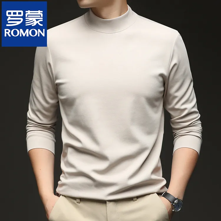 罗蒙【莫代尔+棉】秋冬款男士纯色舒适打底T恤卫衣休闲百搭纯色上衣
