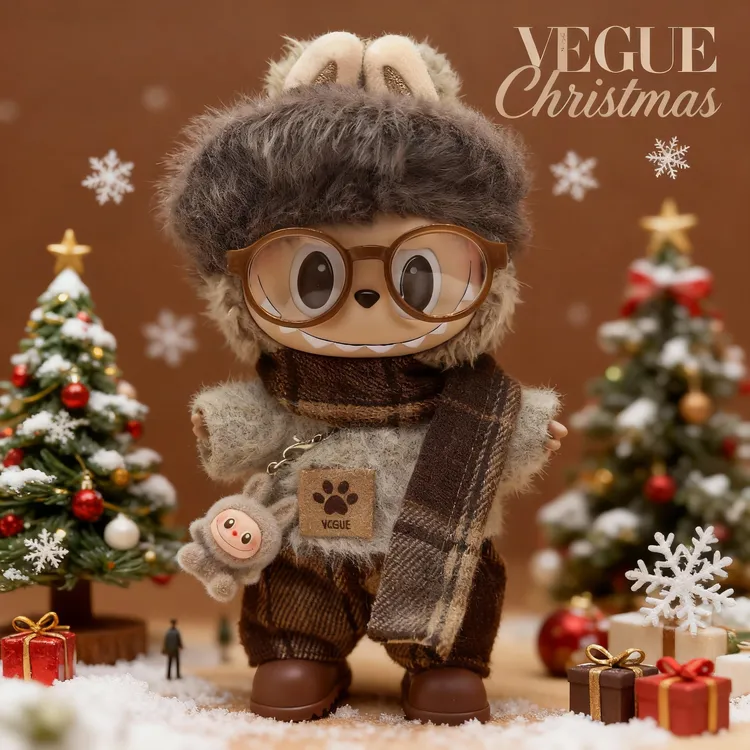 圣诞季英伦风labubu娃衣一代二代三代17厘米拉布布冬季衣服围巾