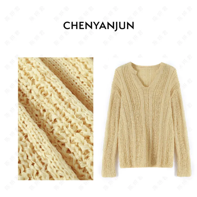 陈妍君【早春镂空仿和纸纱套头针织衫】CHENYANJUN  CYJ-JY93-070