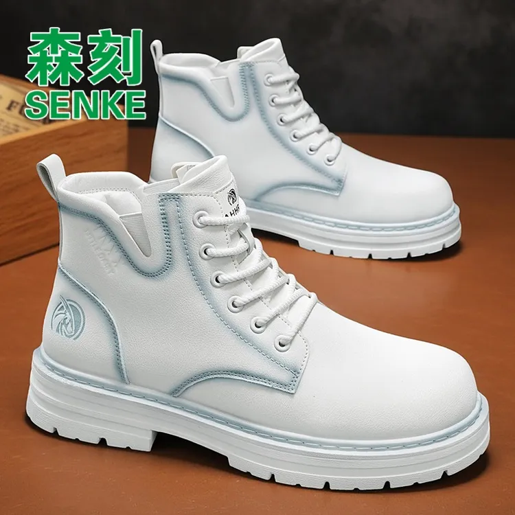 森刻男鞋冬季新款加厚休闲马丁靴户外防滑耐磨厚底英伦工装休闲鞋