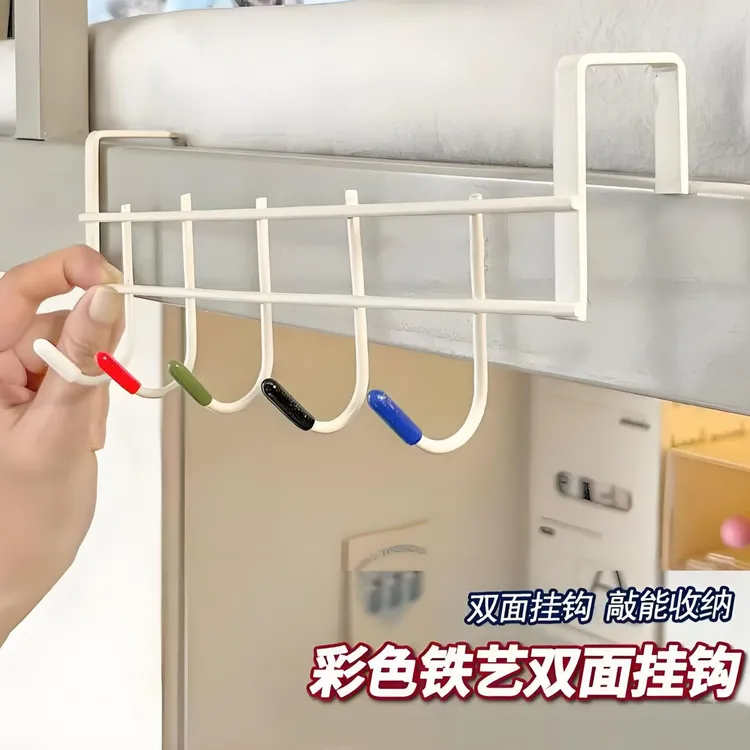 彩色门后收纳挂钩宿舍打孔门后衣服挂衣钩挂架毛巾置物架宿舍神器