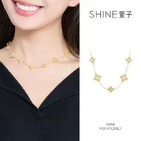 萱子 纯铜合成锆石项链 萱子复古四叶花项链镂空雕刻工艺奢华时尚