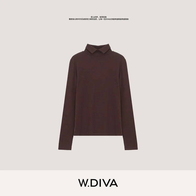 W.Diva【挂念】100防缩羊毛亲肤舒适百搭高领长袖针织衫女1Z1810051