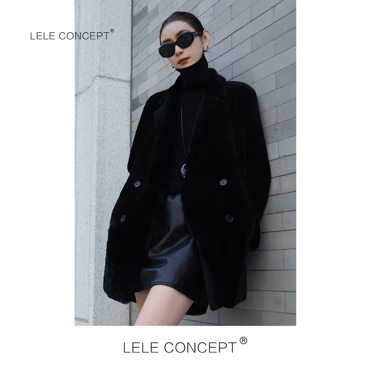 LELE CONCEPT丨轻奢高级翻领中款皮毛外套FG25D0282Y