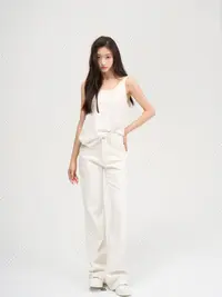 尹千金J【白开水】白色牛仔裤高腰高质感显瘦垂感百搭直筒裤K257468