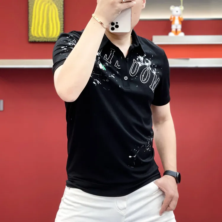2025欧货夏季新款翻领短袖t恤时尚休闲潮流Polo衫男士短袖T恤
